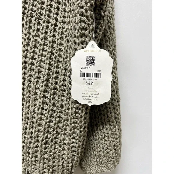 Altar’d State NWT $70 Women’s Loose Knit Fringe Sweater Olive Green Size XS - Picture 4 of 6